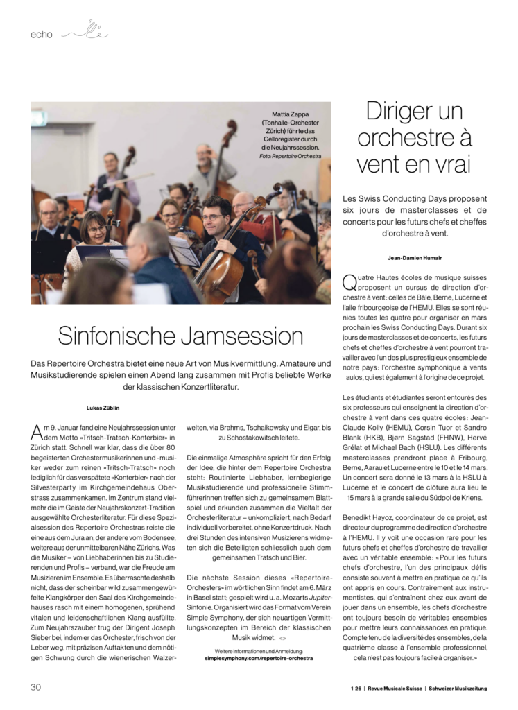 Pressebericht Repertoire Orchestra